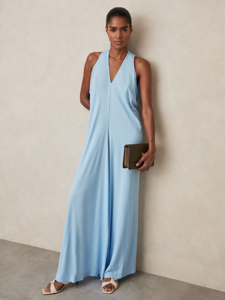 Reiss Blue Delia Jersey Maxi Dress - Image 1 of 7