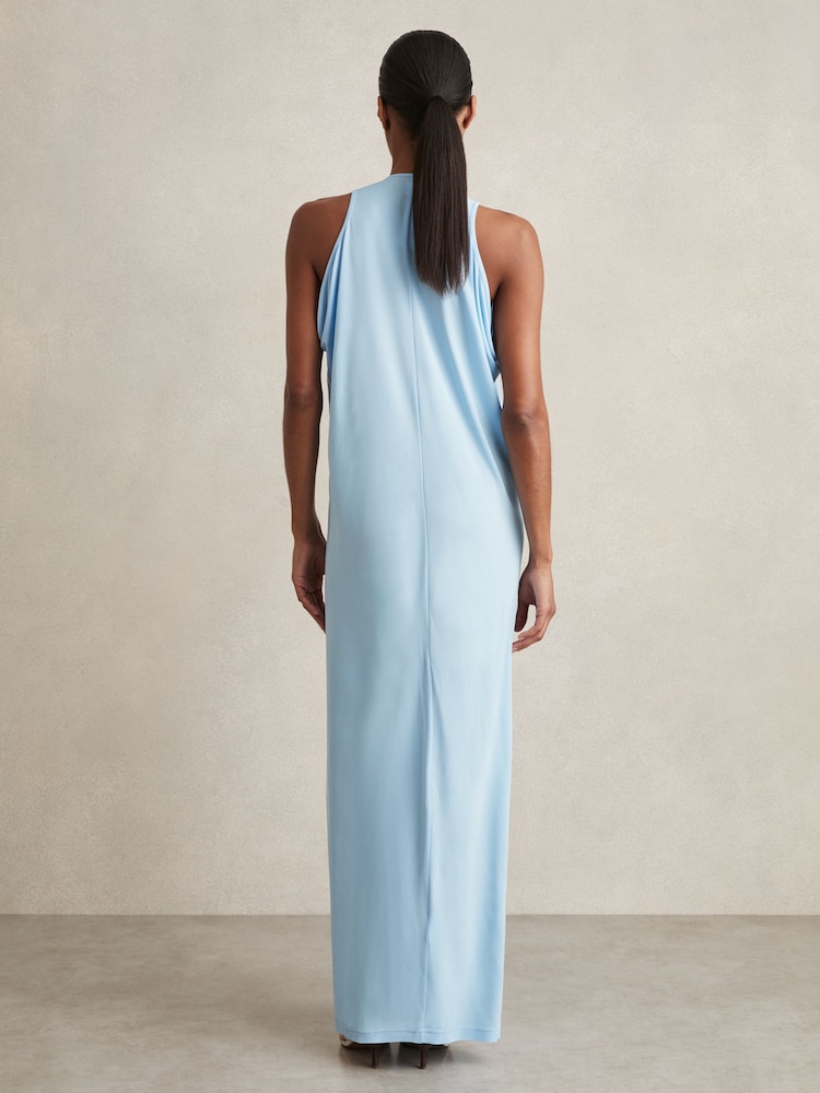 majorelle blue sleeveless halter neck dress Damsel Reverse Halter Maxi Dress Baby Blue main image 0