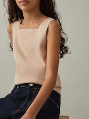 Reiss Camel Harper 13-14 yrs Compact Knit Top And Cardigan Set - Image 3 of 5