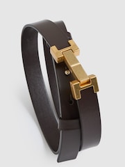 Chocolate - Cinturón tipo bisagra con forma de cuadrado en cuero Hayley de Reiss - Imagen 4 de 4