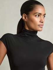 Reiss Black Laura High-Neck Jersey Bodysuit - Image 4 of 7