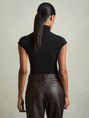 Reiss Black Laura High-Neck Jersey Bodysuit - Image 5 of 7