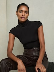 Reiss Black Laura High-Neck Jersey Bodysuit - Image 6 of 7