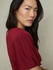 Reiss Red Tulia Modal-Blend Ruched Midi Dress - Image 5 of 6