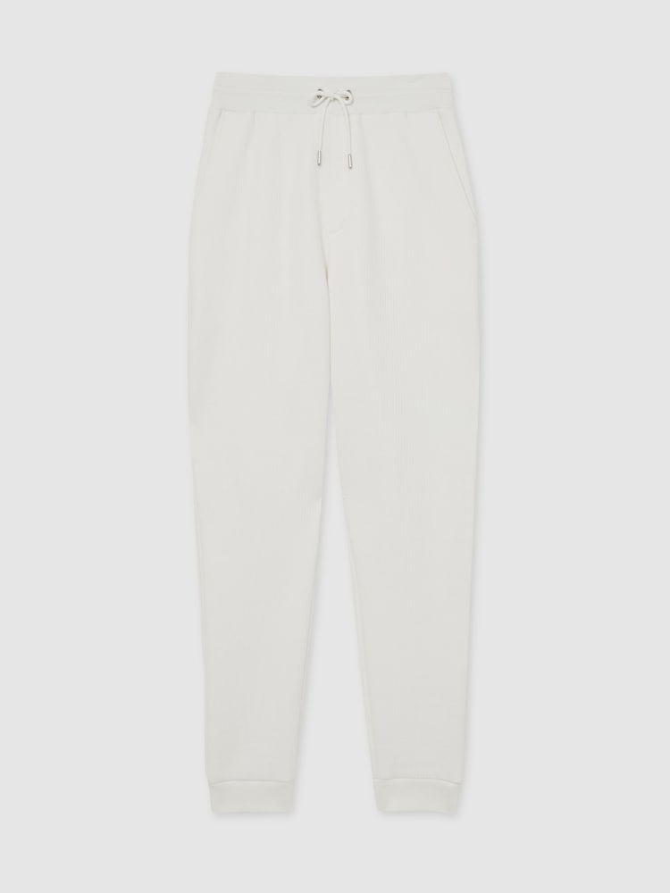 Reiss White Bow Cotton-Blend Ribbed Drawstring Joggers - Image 2 of 6