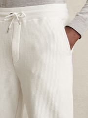 Reiss White Bow Cotton-Blend Ribbed Drawstring Joggers - Image 4 of 6