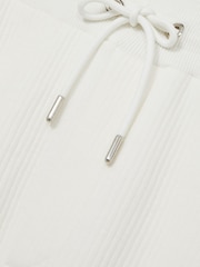 Reiss White Bow Cotton-Blend Ribbed Drawstring Joggers - Image 6 of 6