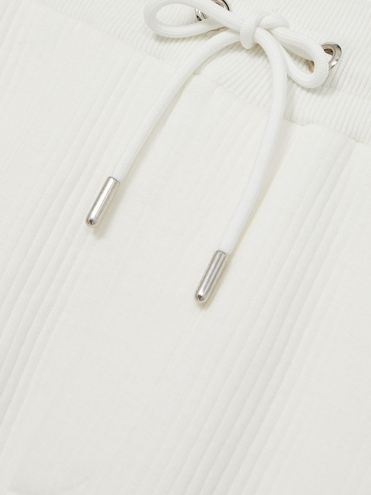 Reiss White Bow Cotton-Blend Ribbed Drawstring Joggers - Image 6 of 6