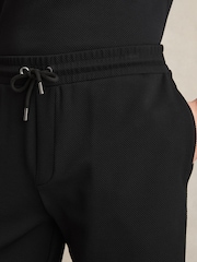Reiss Black Amarillo Textured Drawstring Shorts - Image 4 of 6