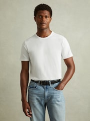 Optic White - Reiss хлопковая футболка с круглым вырезом - Image 1 of 6