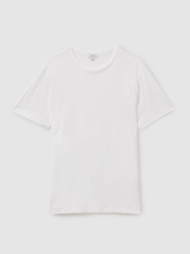 Optic White - Reiss хлопковая футболка с круглым вырезом - Image 2 of 6