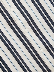 Reiss White/Navy Amos Wide-Stripe Cuban-Collar Shirt - Image 7 of 7