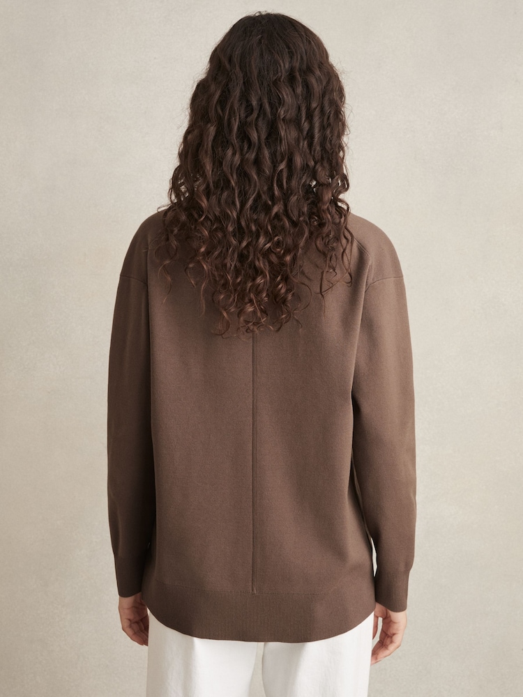 Vison - Cardigan à col en V en mélange de lyocell Reiss Lucy - Image 4 of 4