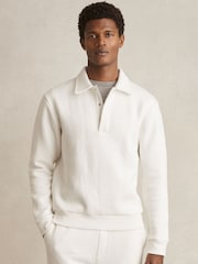 Reiss White Saxon Jersey Ribbed Polo Shirt - Image 1 of 6