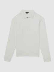 Reiss White Saxon Jersey Ribbed Polo Shirt - Image 2 of 6