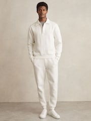 Reiss White Saxon Jersey Ribbed Polo Shirt - Image 3 of 6