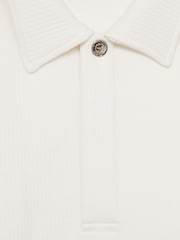 Reiss White Saxon Jersey Ribbed Polo Shirt - Image 6 of 6