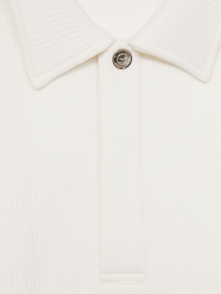 Reiss White Saxon Jersey Ribbed Polo Shirt - Image 6 of 6