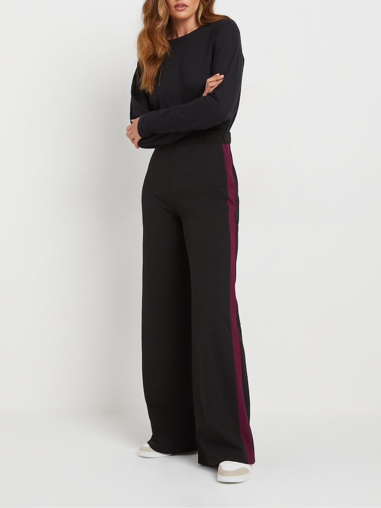 Long Tall Sally Black Stripe Wide Leg Trousers - Image 2 of 5