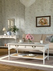 Laura Ashley Dove Grey Clifton 2 Drawer Coffee Table - Image 1 of 5