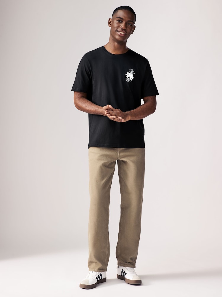 Black Flower Regular Fit Graphic Print T-Shirt - Image 2 of 8 Black Flower Regular Fit Graphic Print T-Shirt - Image 2 of 8