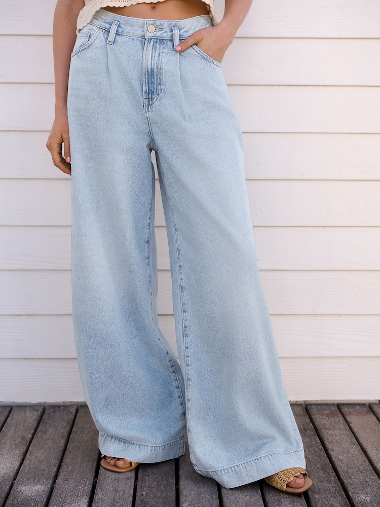 Desteñido - Palazzo Wide Leg 100% Cotton Jeans - Imagen 2 de 7 Desteñido - Palazzo Wide Leg 100% Cotton Jeans - Imagen 2 de 7