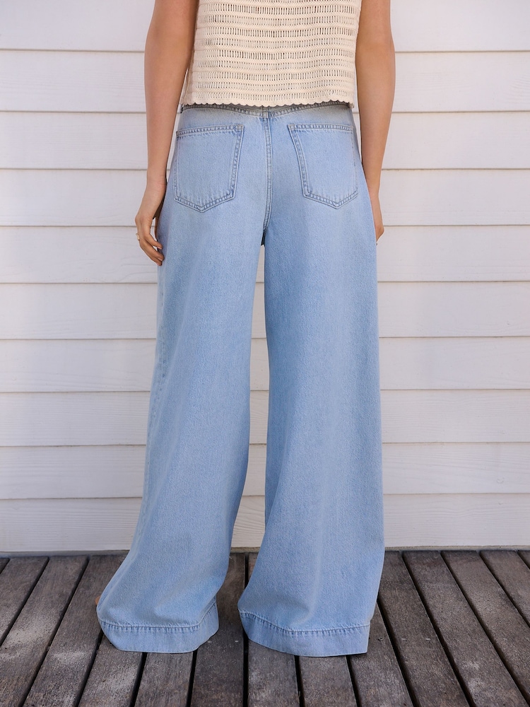 Bleach Palazzo Wide Leg 100% Cotton Jeans - Image 3 of 4