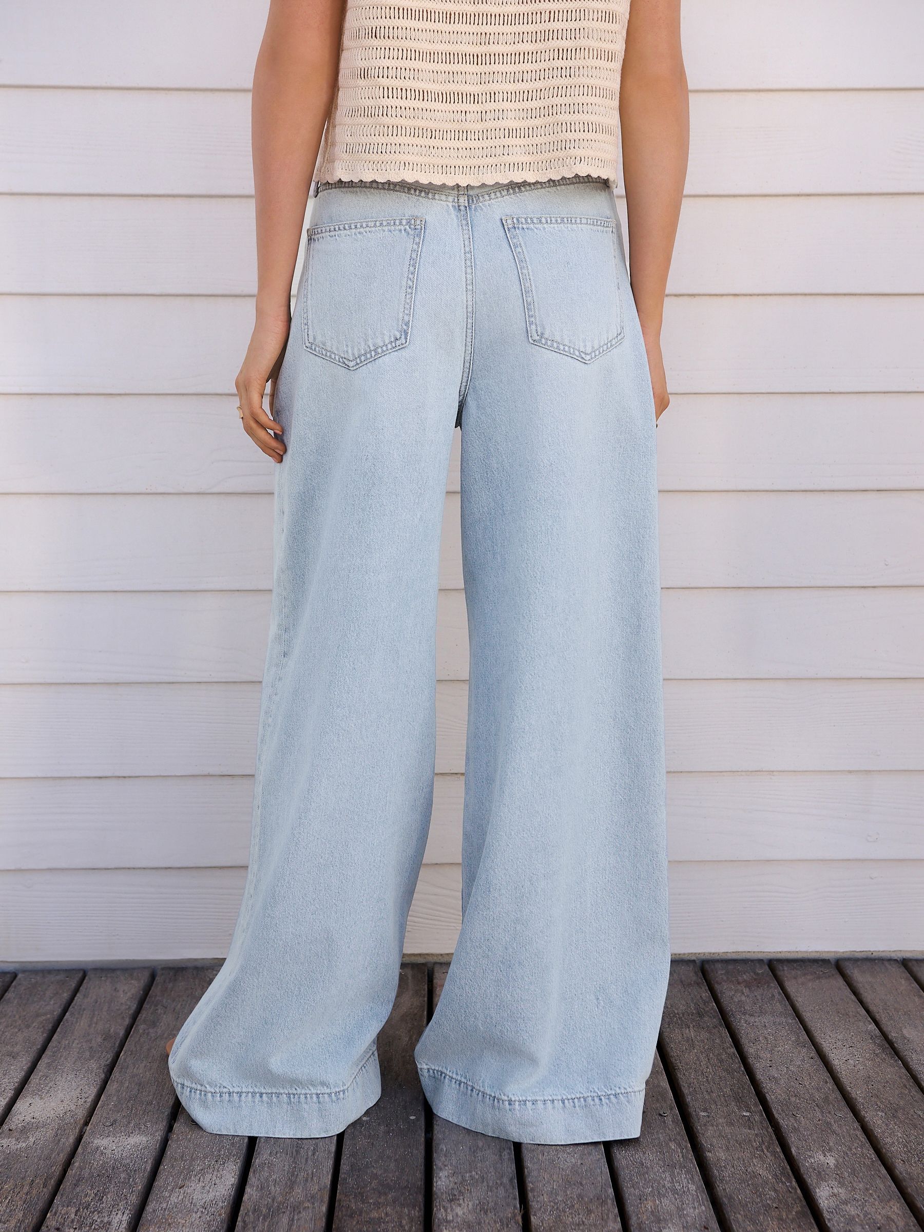 Buy Bleach Palazzo Wide Leg 100% Cotton Jeans from Next USA
