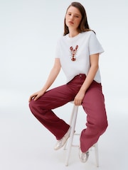 Red Baggy Wide Leg 100% Cotton Jeans - Image 2 of 8