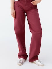 Red Baggy Wide Leg 100% Cotton Jeans - Image 4 of 8