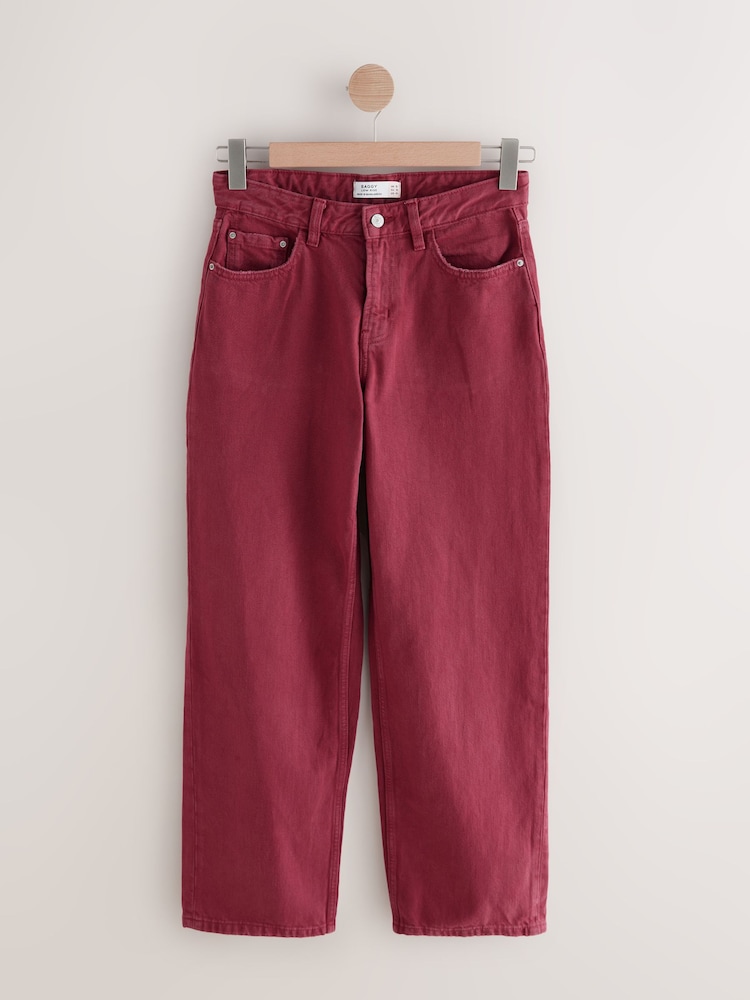 Czerwony - Baggy Wide Leg 100% Cotton Jeans - Image 6 of 8