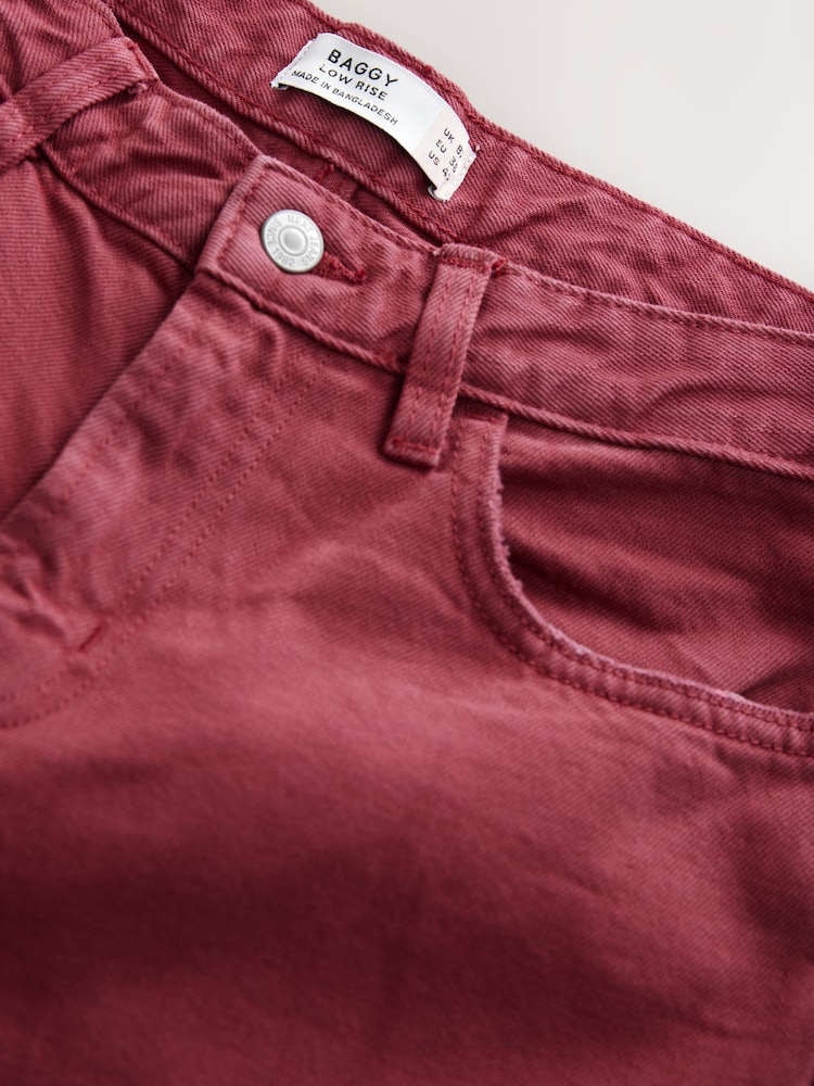 Czerwony - Baggy Wide Leg 100% Cotton Jeans - Image 7 of 8