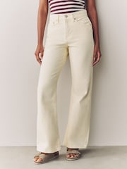 Ecru Relaxed Bootcut 100% Cotton Jeans - Image 1 of 9