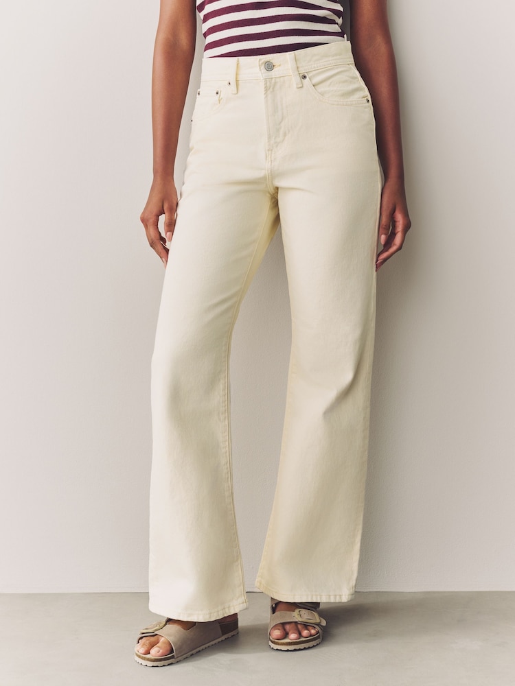 Ecru Relaxed Bootcut 100% Cotton Jeans - Image 1 of 9