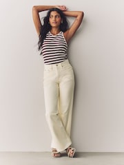 Ecru Relaxed Bootcut 100% Cotton Jeans - Image 3 of 9