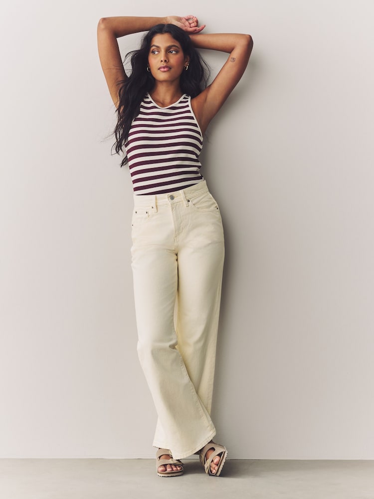 Ecru Relaxed Bootcut 100% Cotton Jeans - Image 3 of 9