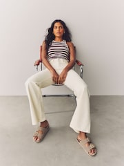Ecru Relaxed Bootcut 100% Cotton Jeans - Image 4 of 9