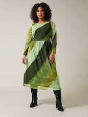 Evans Green Smudge Print Mesh Dress - Image 1 of 5