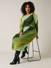 Evans Green Smudge Print Mesh Dress - Image 2 of 5