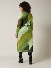 Evans Green Smudge Print Mesh Dress - Image 3 of 5