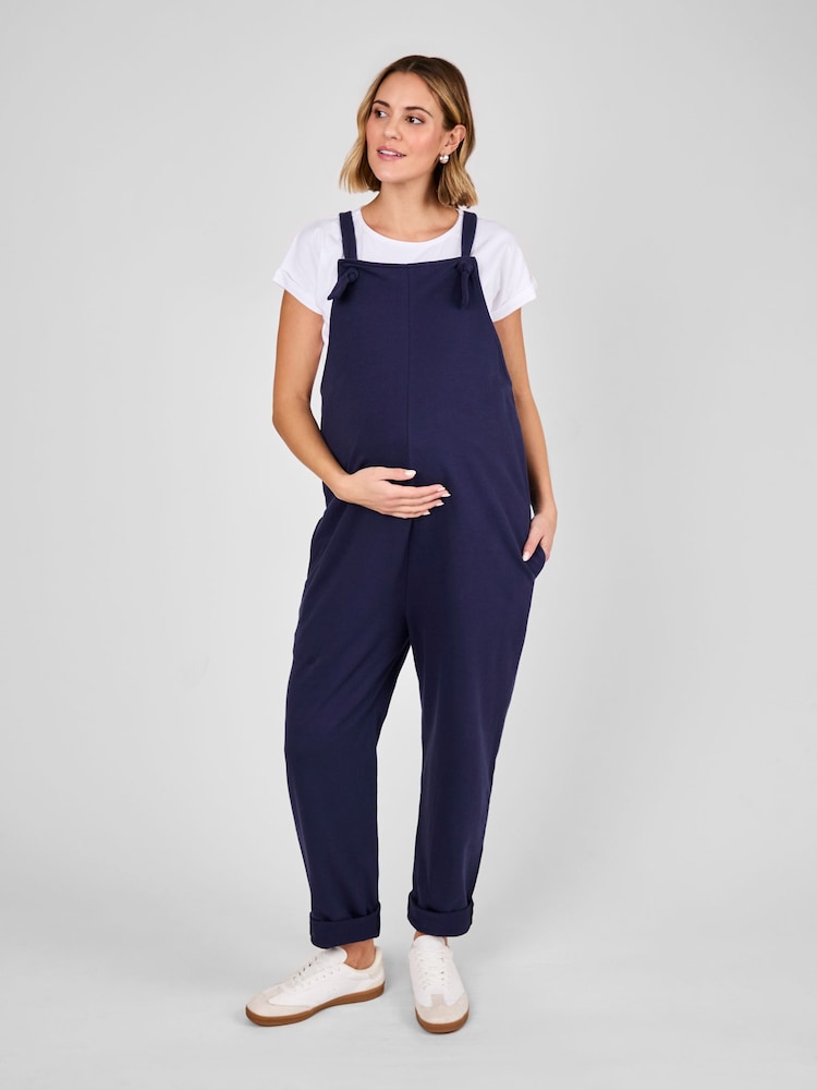 Azul marino - JoJo Maman Bébé Jersey Dungarees - Imagen 1 de 4
