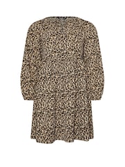 Yours Curve Natural Leopard Print Textured Midi Dress - Image 5 of 5
