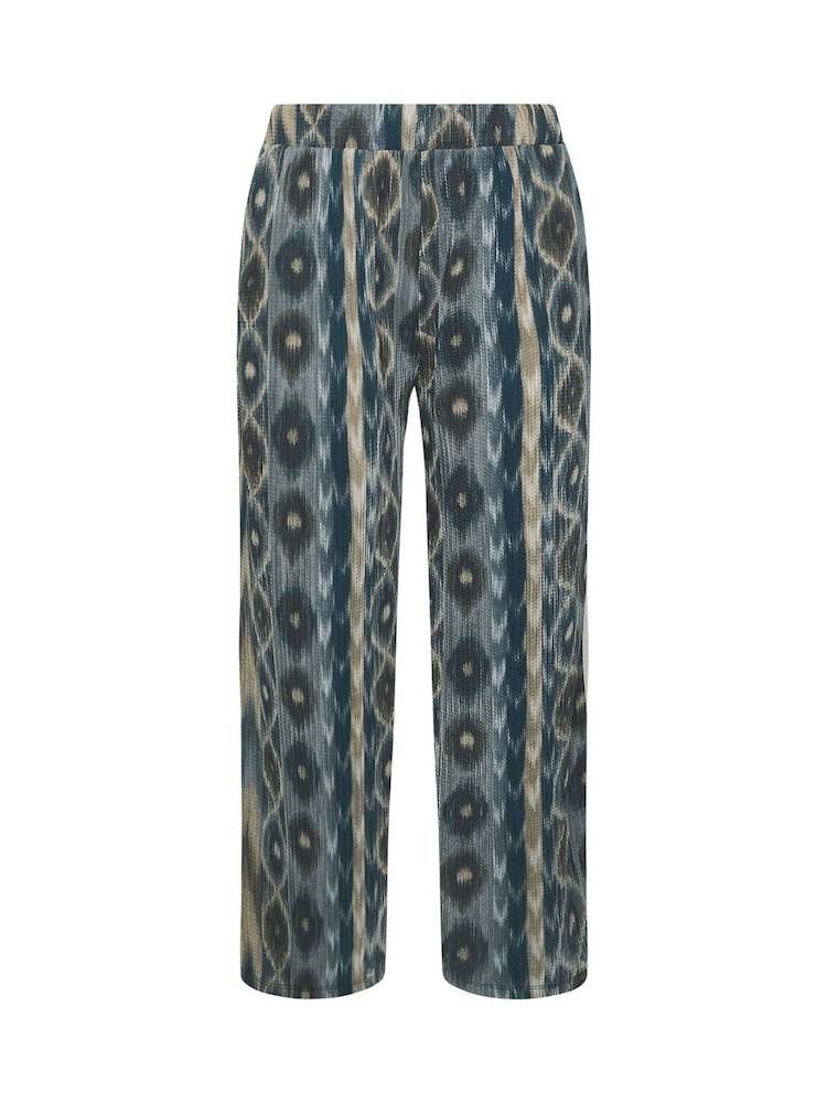 Yours Curve Blue Abstract Wide Leg Trousers - Image 5 of 5