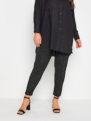 Yours Curve Black Glitter Tapered Trousers - Image 1 of 3