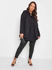 Yours Curve Black Glitter Tapered Trousers - Image 2 of 3