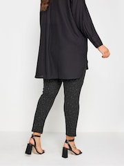 Yours Curve Black Glitter Tapered Trousers - Image 3 of 3