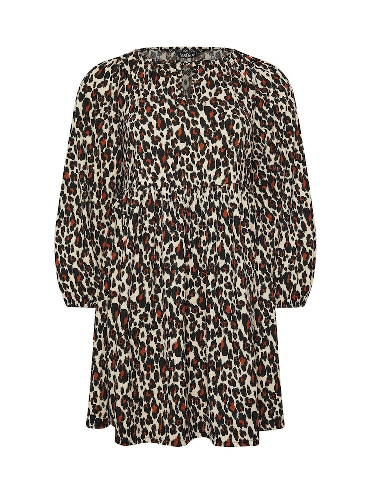 Yours Curve Orange Leopard Print Textured Midi Dress - Image 5 of 5 Yours Curve Orange Leopard Print Textured Midi Dress - Image 5 of 5