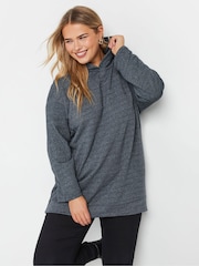 Yours Curve Blue Oversized Hoodie - Image 1 of 5