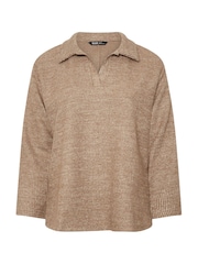Yours Curve Brown Ribbed Rugby Shirts - Image 5 of 5