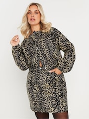 Yours Curve Natural Limited Denim Leopard Print Mini Skirt - Image 5 of 8
